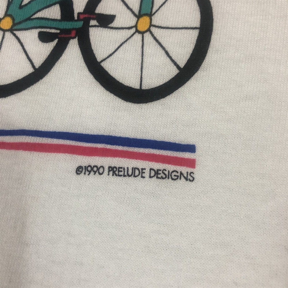 VTG Prelude Designs Bicycle/Bike Riding T-Shirt White 1990 Adult Small NWOT - Picture 3 of 5
